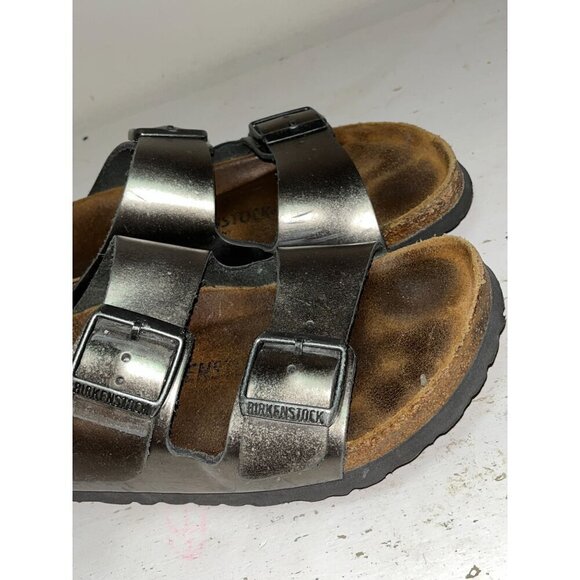 Birkenstock Metallic Leather Sandals With Double Adjustable Straps Womens Size 8 - Picture 10 of 13